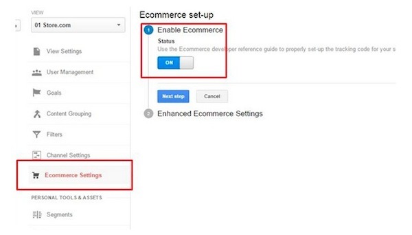 Google Analytics Enable Ecommerce