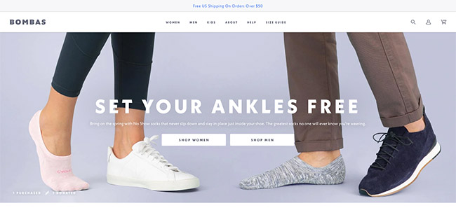 shopify plus store example: bombas