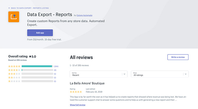 shopify apps - data export