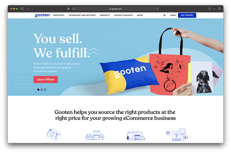 gooten homepage - gooten vs printful