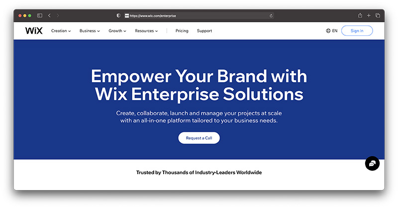 wix enterprise - le migliori piattaforme di e-commerce aziendali