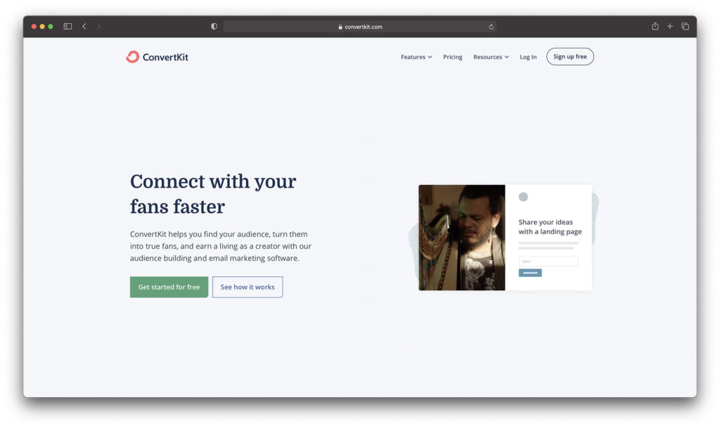 convertkit homepage - best email marketing services
