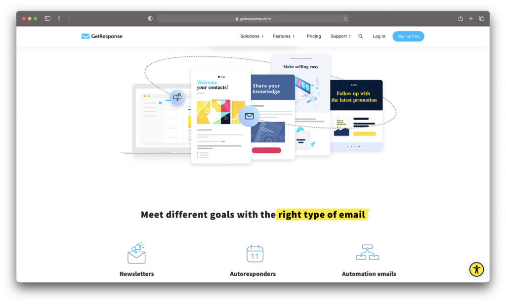 getresponse homepage - best email marketing services