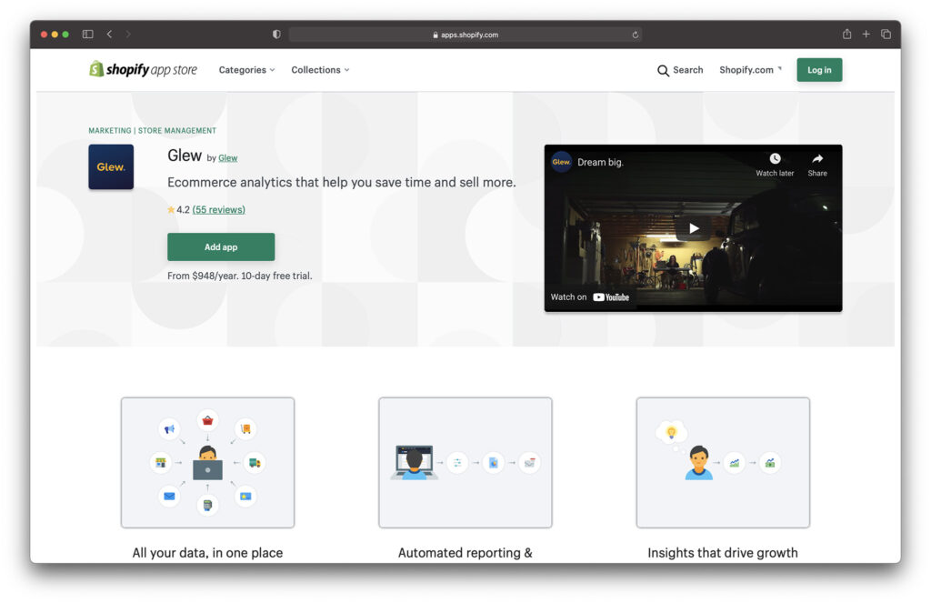 glew shopify analytics app