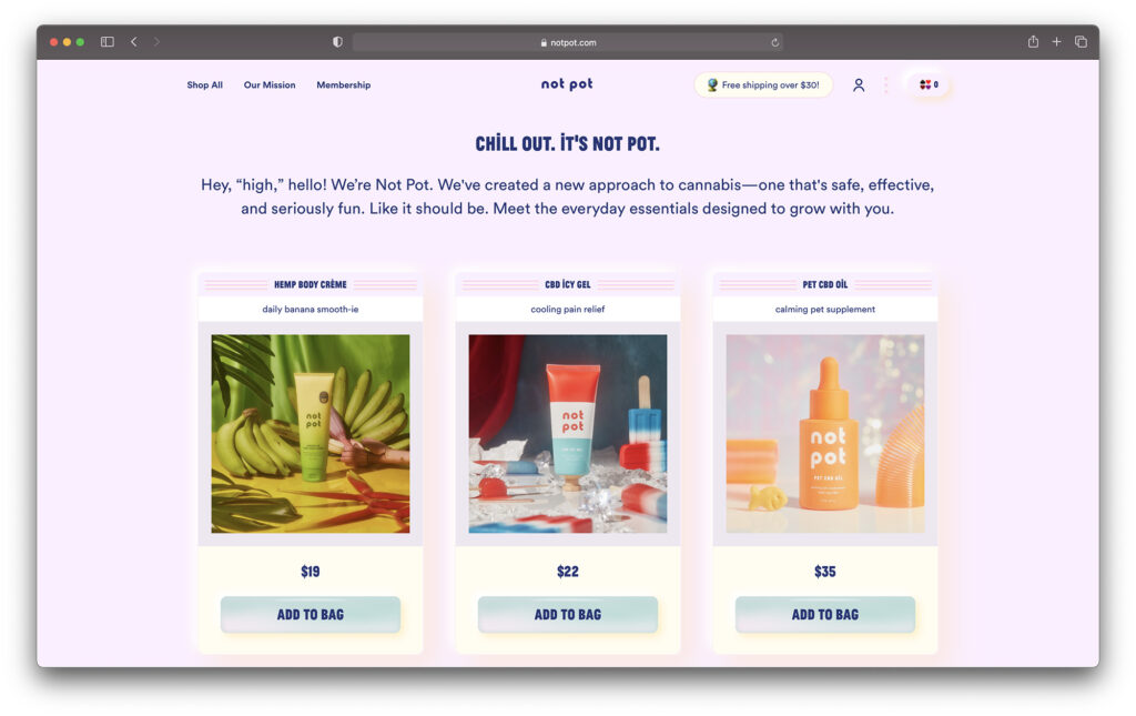 not pot shopify website example
