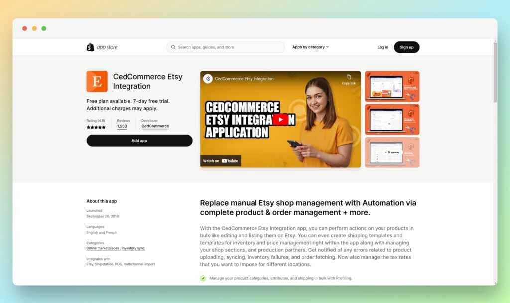 CedCommerce - 最高の Etsy アプリ Shopify