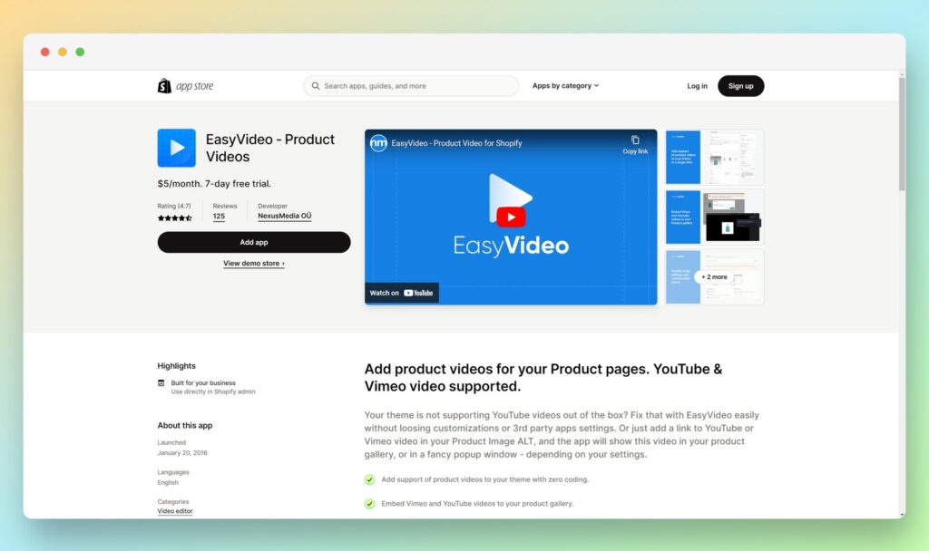 EasyVideo - Best Shopify Youtube Apps