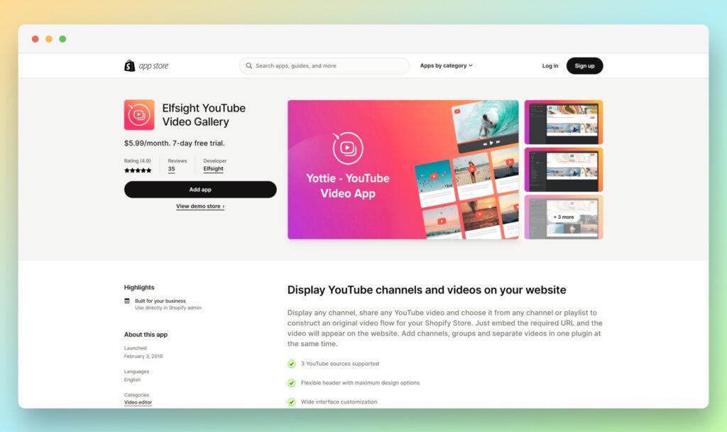 Elfsight - Best Shopify Youtube Apps