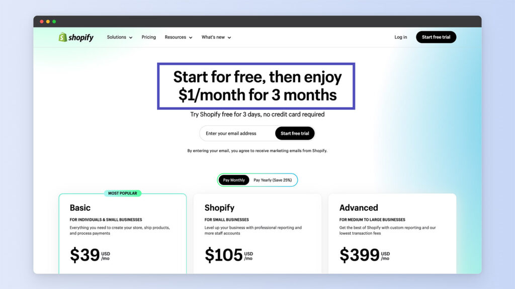 Shopify Ofereça a