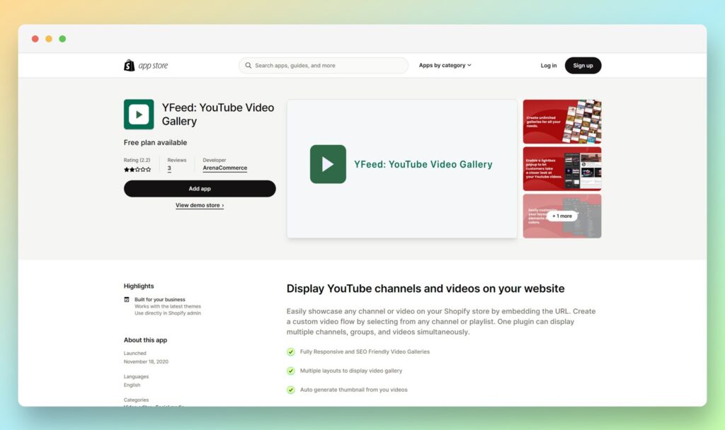 YFeed - Best Shopify Youtube Apps